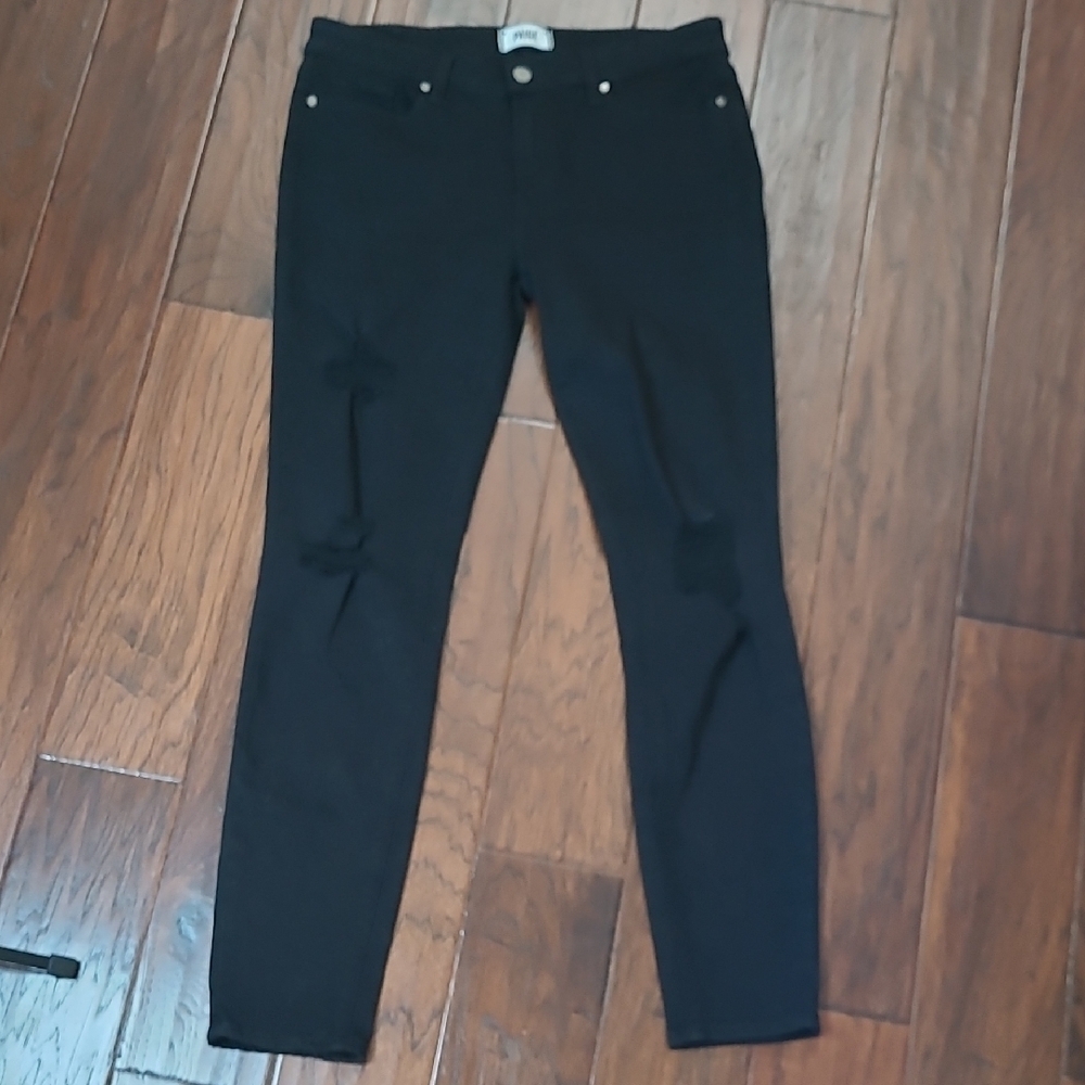 PAIGE Black Distressed Verdugo Ultra Skinny Jeans size 32